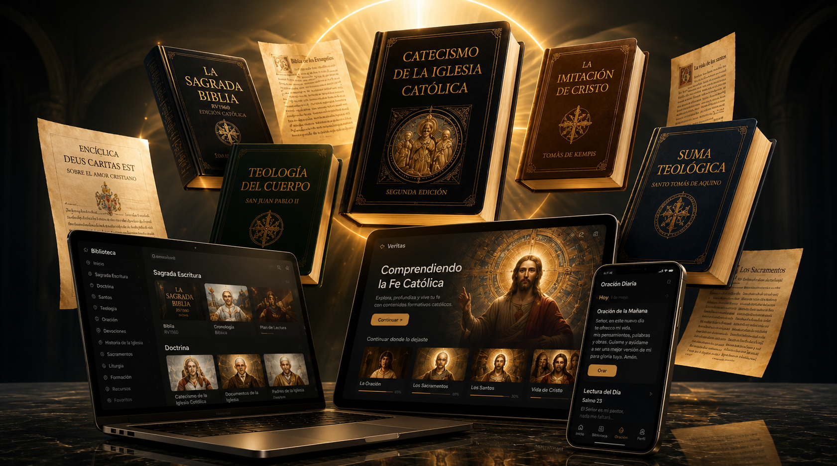 Sistema Católico Completo — biblioteca digital, libros y app